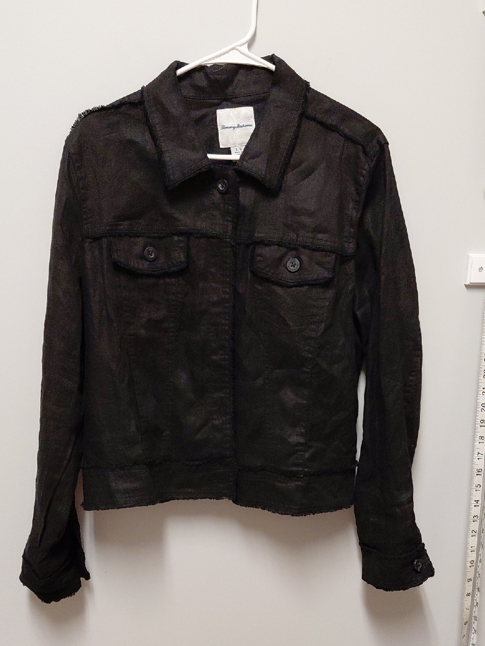 Tommy Bahama Black Button-Front Jean Jacket, Size Large - Picture 4 of 6